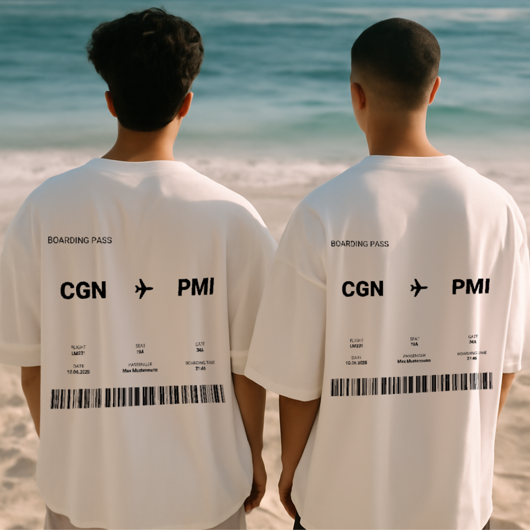 Boarding Pass Personalisierbares Oversized Shirt