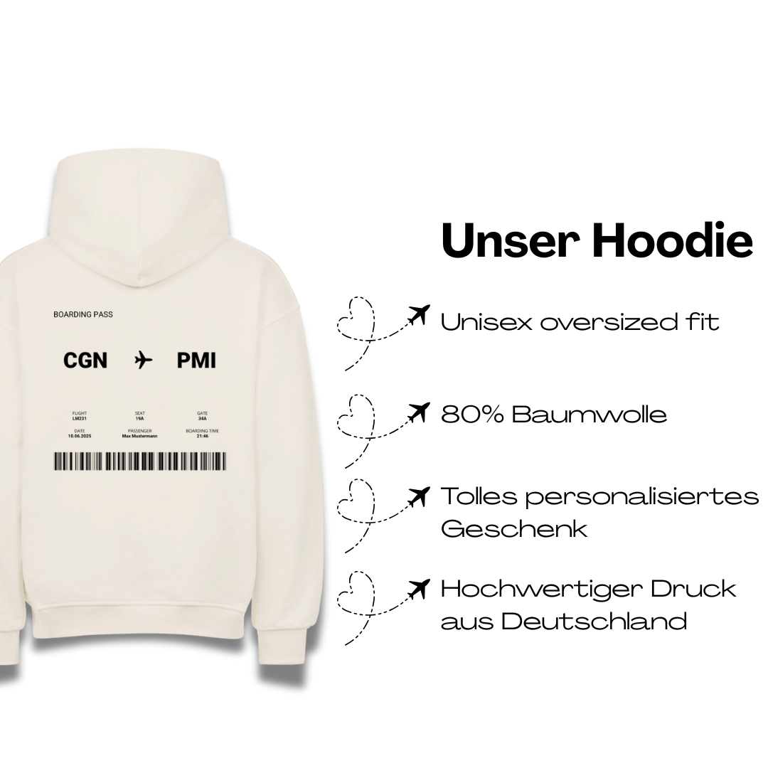 Boarding Pass Personalisierbarer Oversized Hoodie