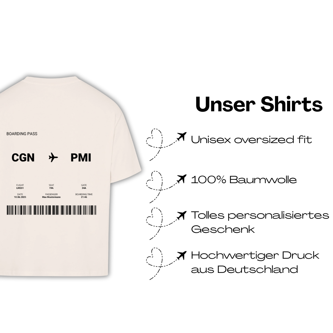 Boarding Pass Personalisierbares Oversized Shirt
