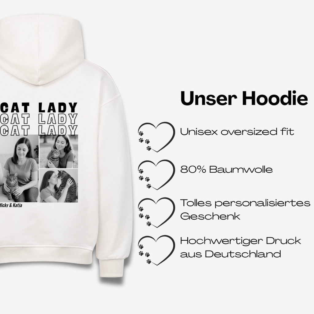 Cat Lady Personalisierbarer Premium Oversized Hoodie