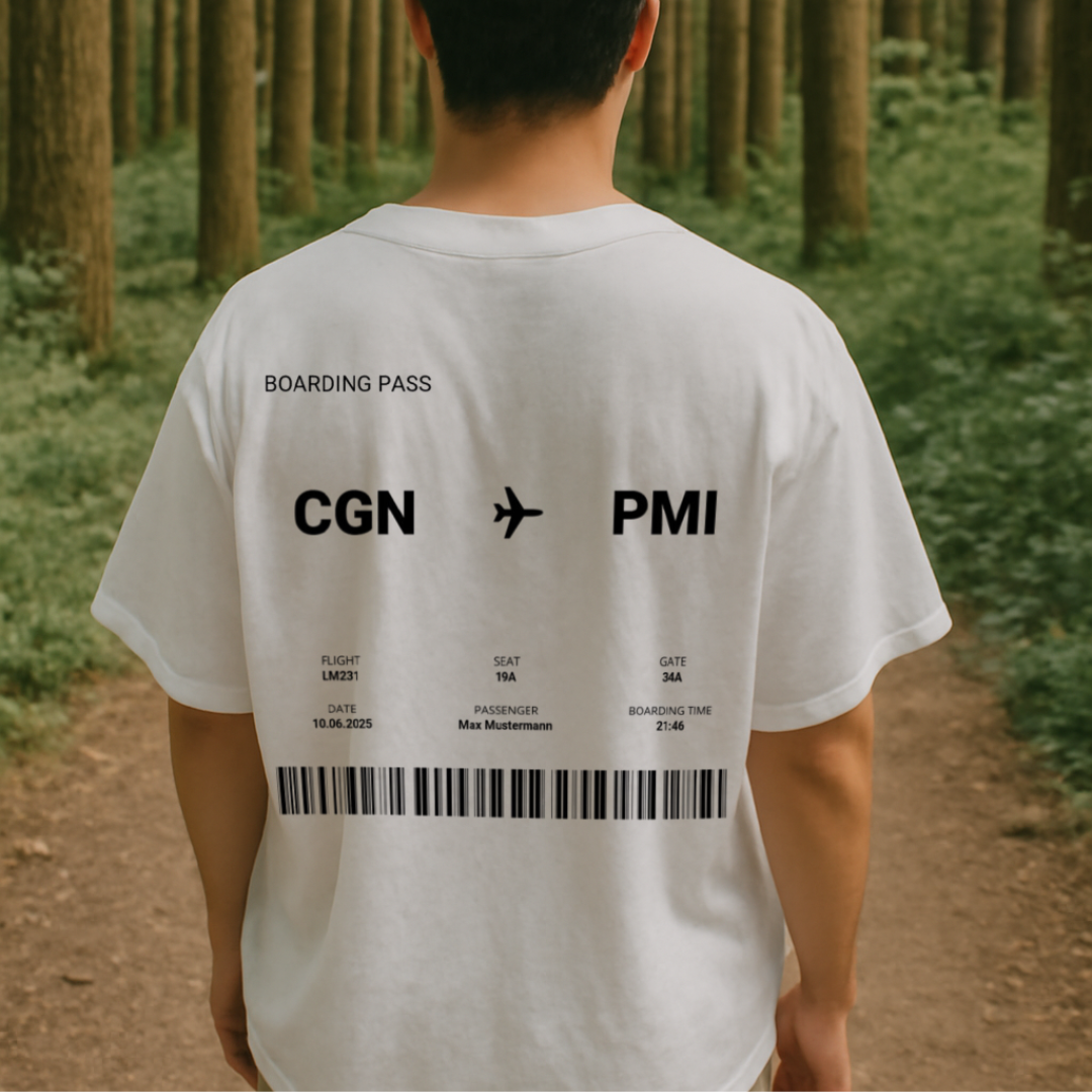 Boarding Pass Personalisierbares Oversized Shirt