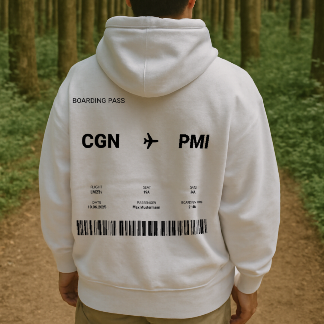 Boarding Pass Personalisierbarer Oversized Hoodie