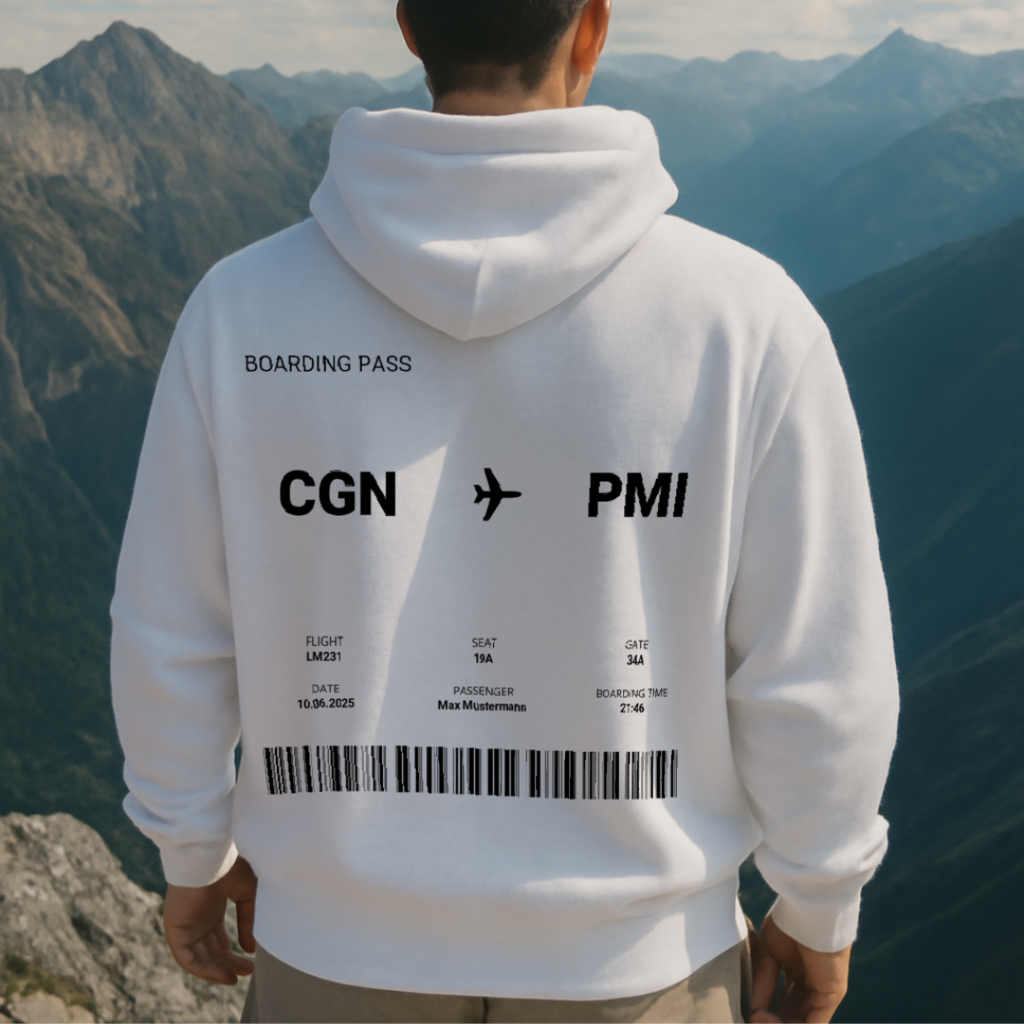 Boarding Pass Personalisierbarer Oversized Hoodie