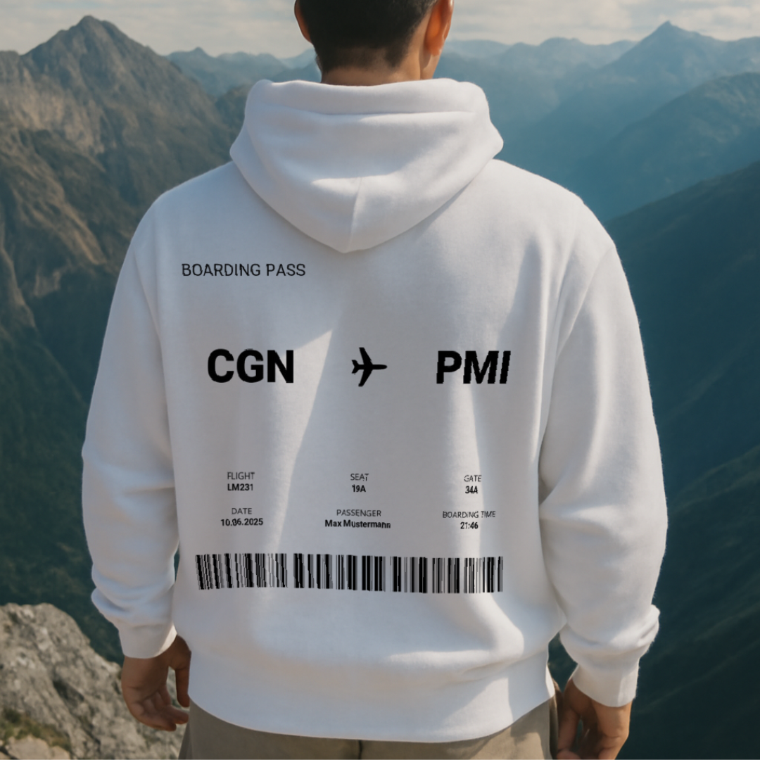 Boarding Pass Personalisierbarer Oversized Hoodie